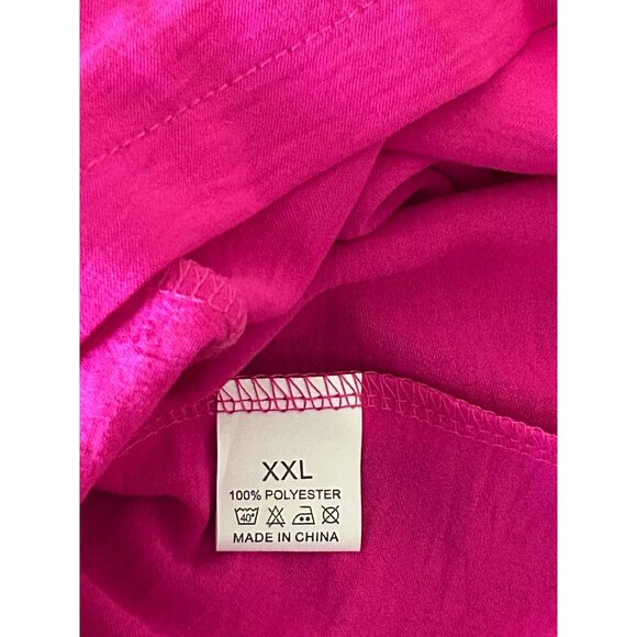 Hot Pink Short Sleeve V-Neck Romper With Elastic Waist & Back Zipper Closure Wom - Picture 4 of 8